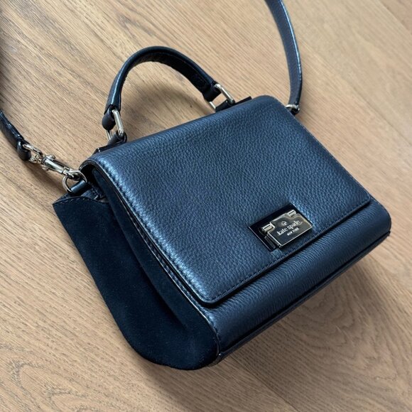 Kate Spade Black Leather & Suede Magnolia Park Suede Laurel Crossbody Bag - EUC - Picture 10 of 11
